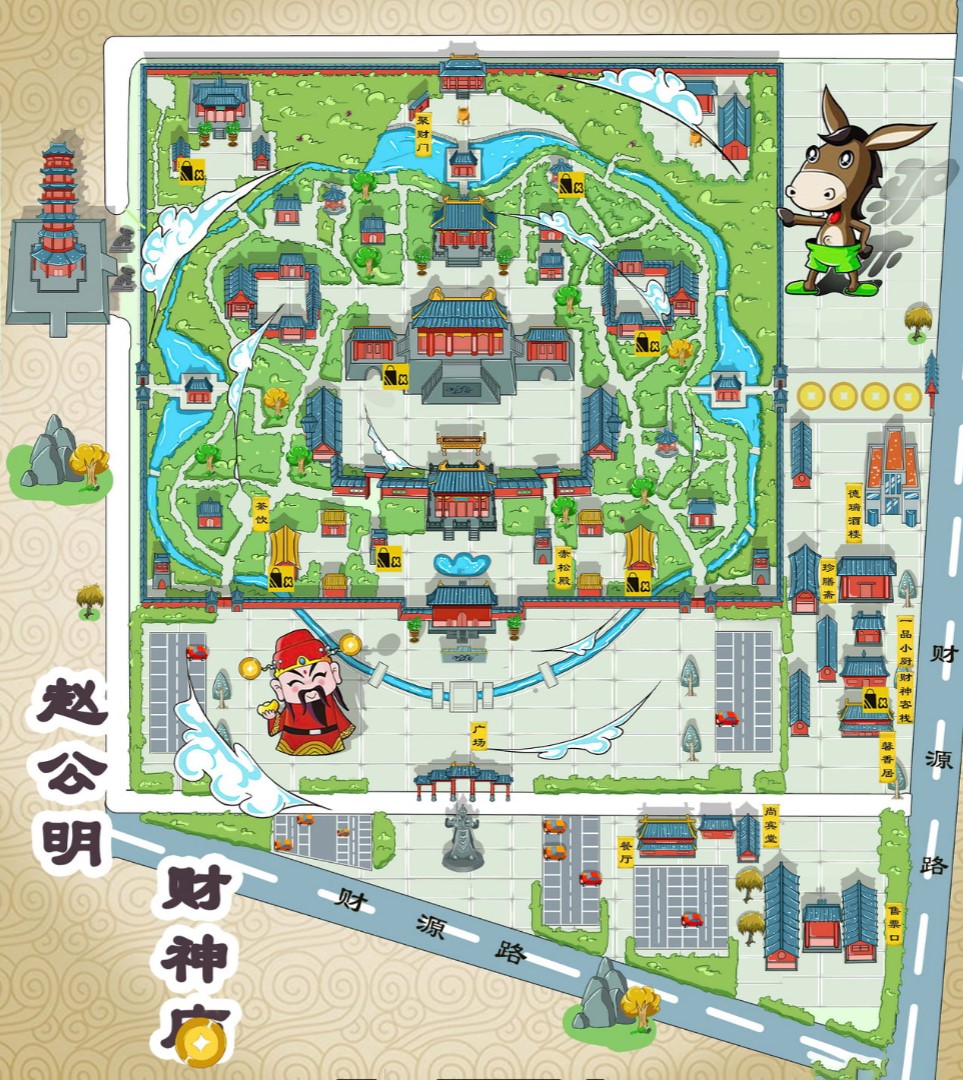 仁化寺庙类手绘地图